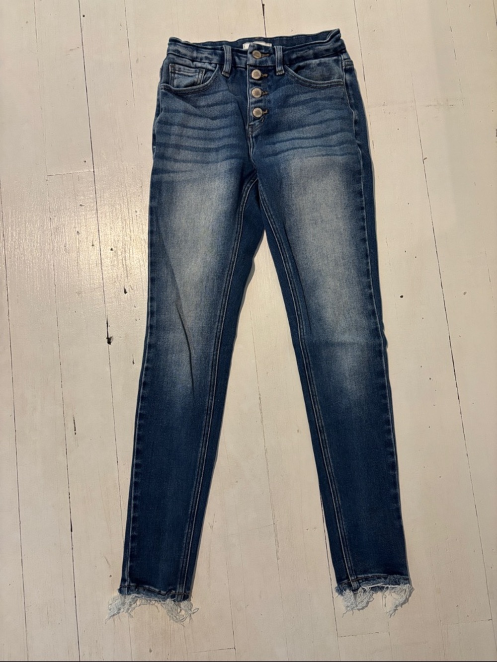 KanCan Dark Blue High-Rise Button-Fly Skinny Jeans